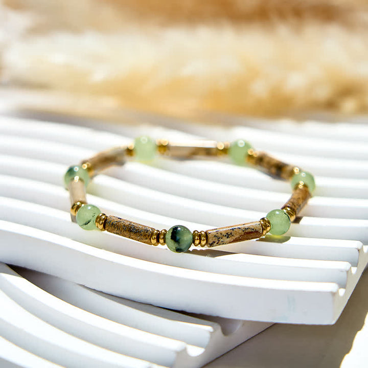 Braccialetto di perline di diaspro prehnite naturale Olivenorma 