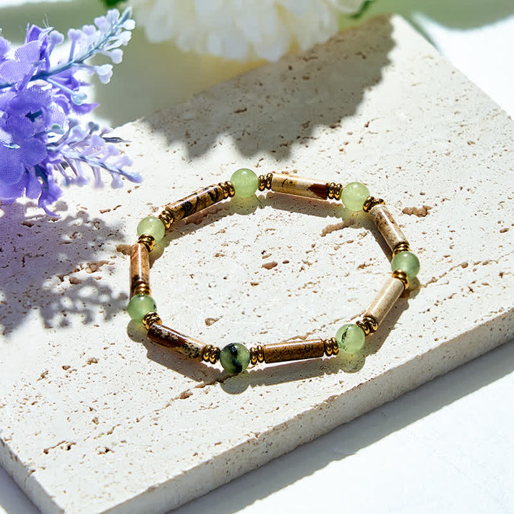 Braccialetto di perline di diaspro prehnite naturale Olivenorma 