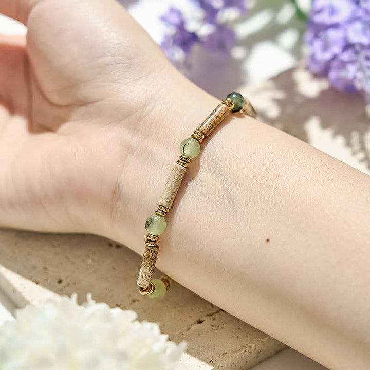 Braccialetto di perline di diaspro prehnite naturale Olivenorma 
