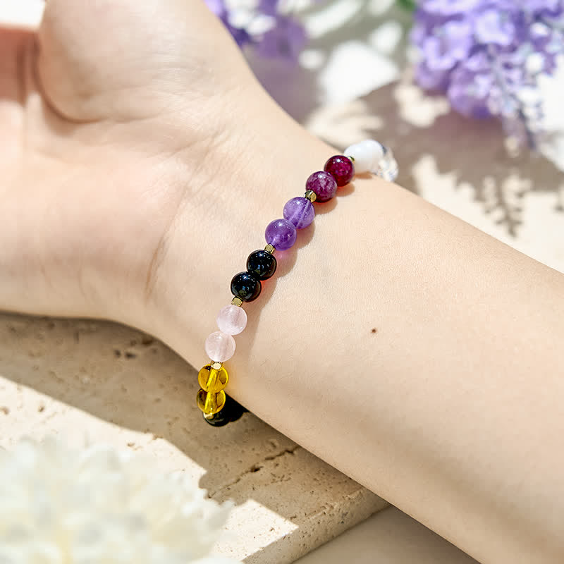 Bracciale Olivenorma in perline di cristallo di ossidiana naturale da 6 mm 
