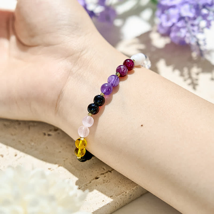 Bracciale Olivenorma in perline di cristallo di ossidiana naturale da 6 mm 