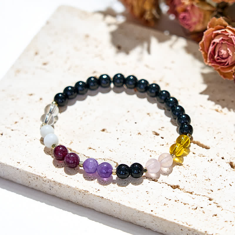 Bracciale Olivenorma in perline di cristallo di ossidiana naturale da 6 mm 