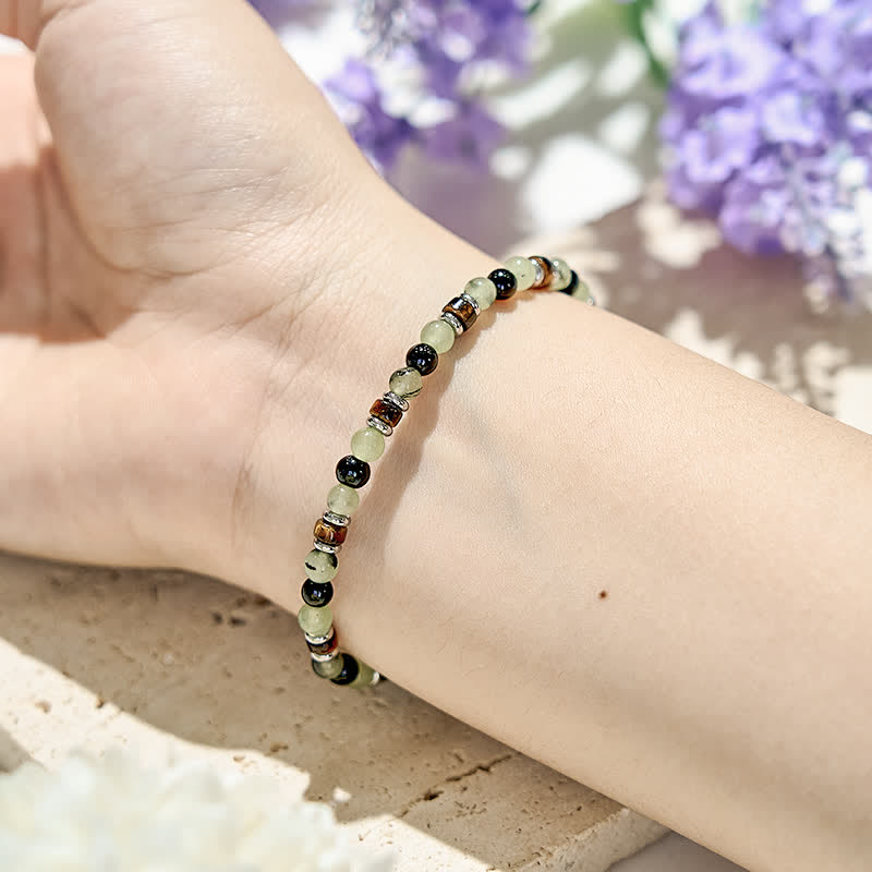 Bracciale Olivenorma in perle di ossidiana prehnite naturale da 6 mm 