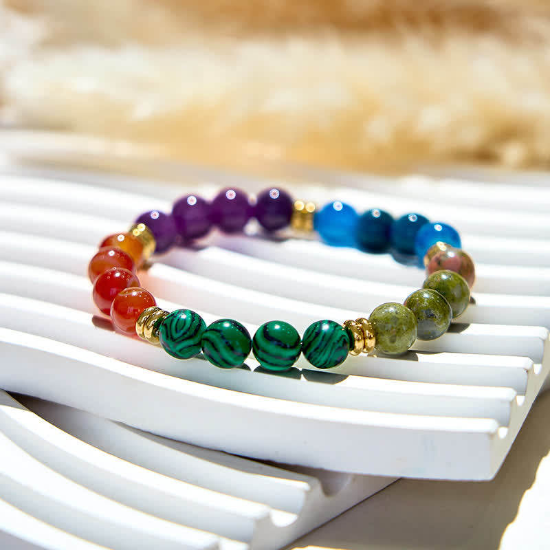 Olivenorma 5 tipi di braccialetti di perline di cristallo naturale