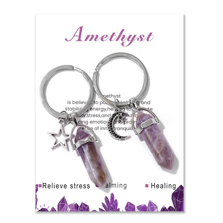 Olivenorma Portachiavi coppia in pietra turchese naturale esagonale