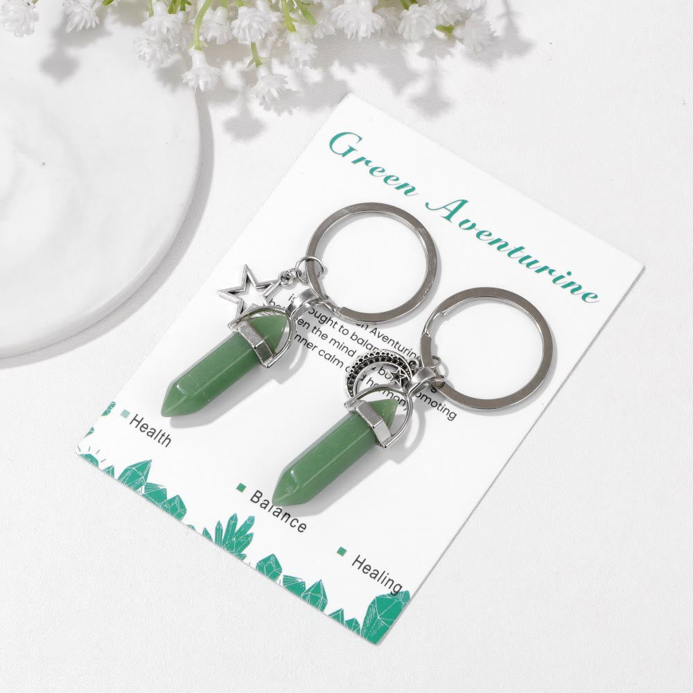 Olivenorma Portachiavi coppia in pietra turchese naturale esagonale