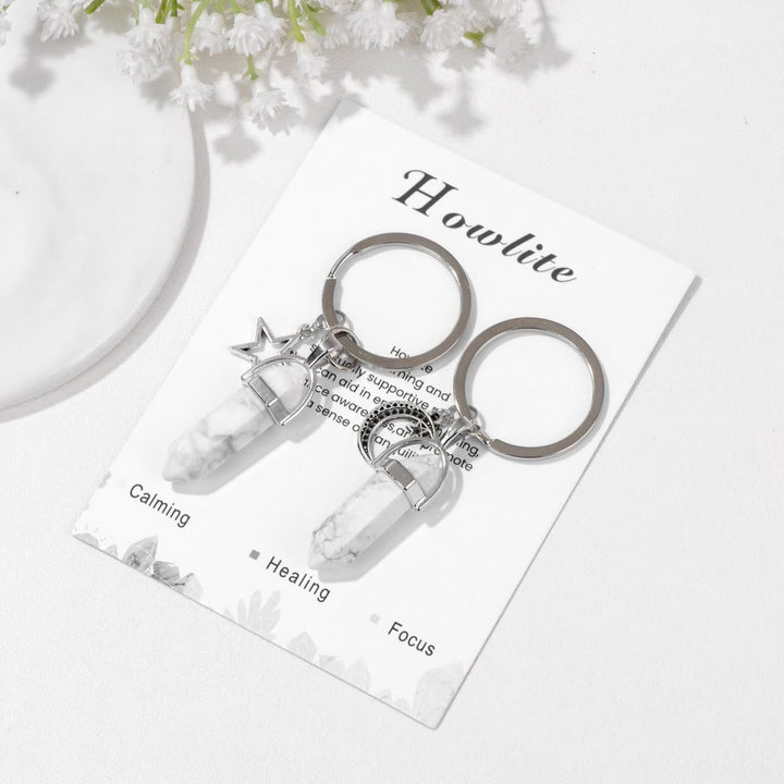 Olivenorma Portachiavi coppia in pietra turchese naturale esagonale