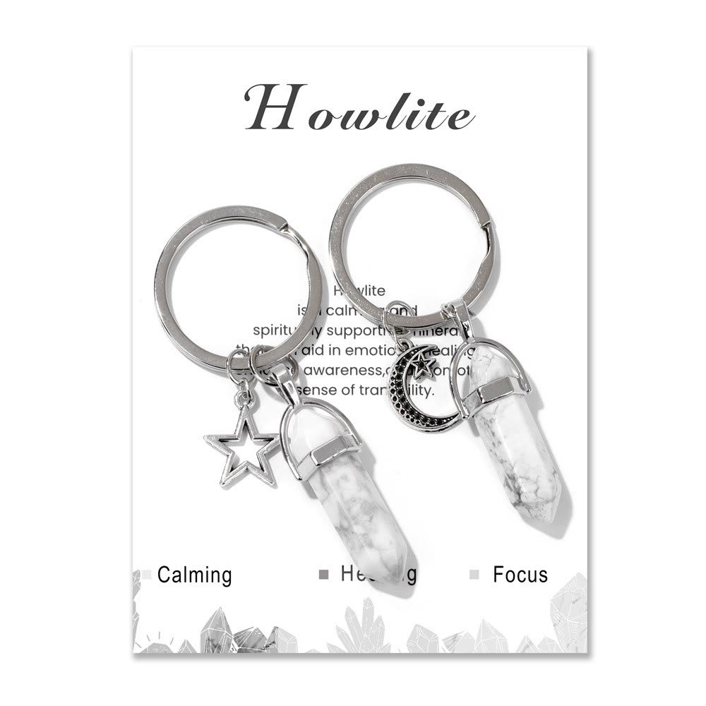 Olivenorma Portachiavi coppia in pietra turchese naturale esagonale