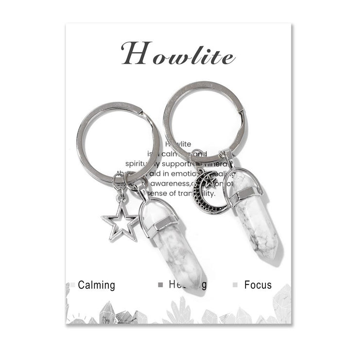 Olivenorma Portachiavi coppia in pietra turchese naturale esagonale