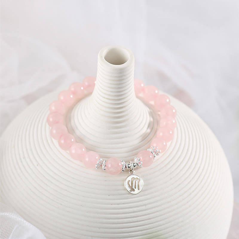 Olivenorma Braccialetto da donna carino con zodiaco in quarzo rosa naturale