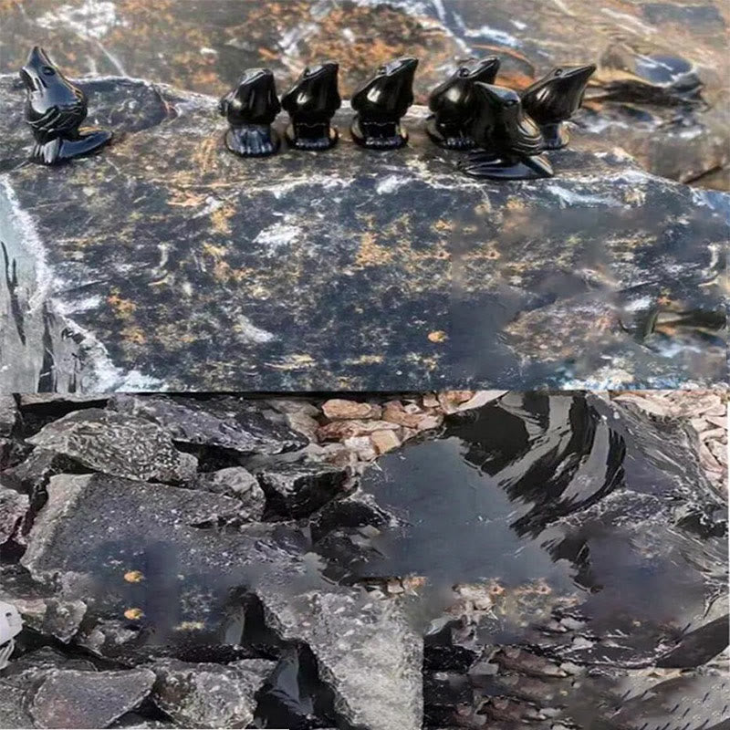 Decorazione in pietra preziosa con statuetta di corvo in ossidiana naturale Olivenorma Yooperlite