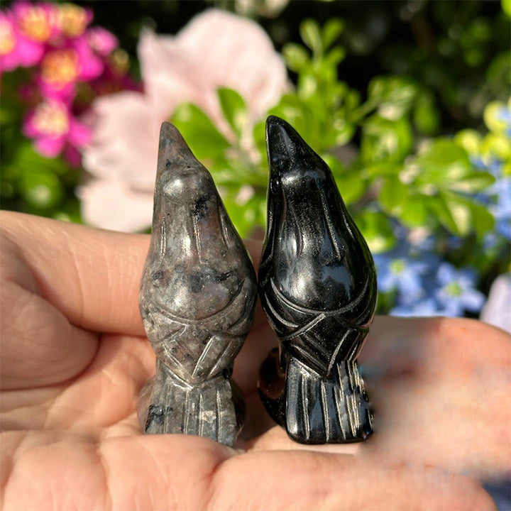 Decorazione in pietra preziosa con statuetta di corvo in ossidiana naturale Olivenorma Yooperlite
