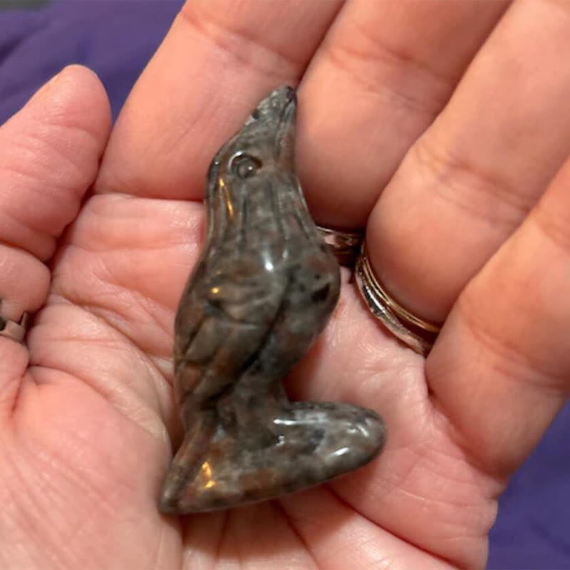 Decorazione in pietra preziosa con statuetta di corvo in ossidiana naturale Olivenorma Yooperlite