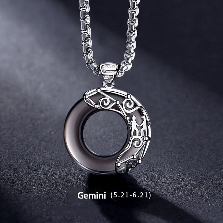 Collana con ciondolo zodiacale in ossidiana naturale Olivenorma