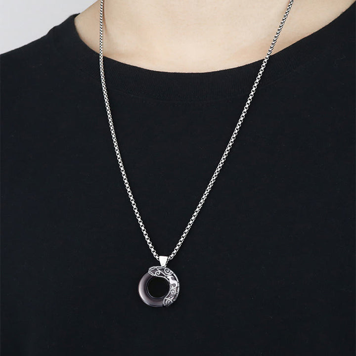 Collana con ciondolo zodiacale in ossidiana naturale Olivenorma