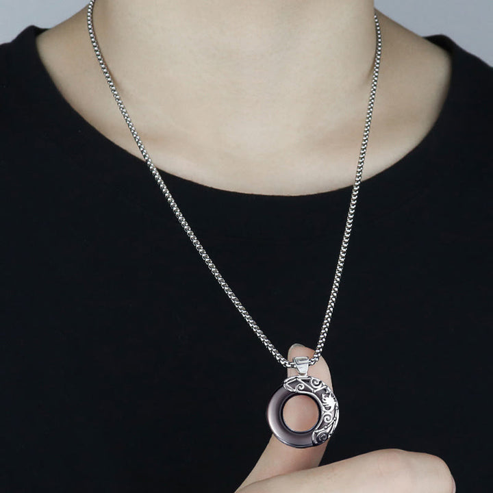 Collana con ciondolo zodiacale in ossidiana naturale Olivenorma