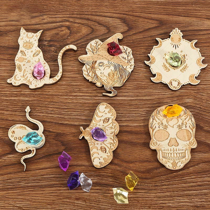 Olivenorma 6 pezzi Supporto per espositore in cristallo con sfera in legno