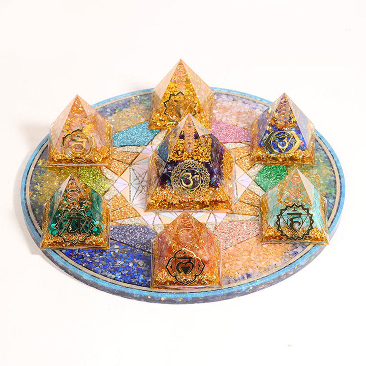 Olivenorma Cristallo naturale Chakra Orgone Piramidi Base Cristallo Array