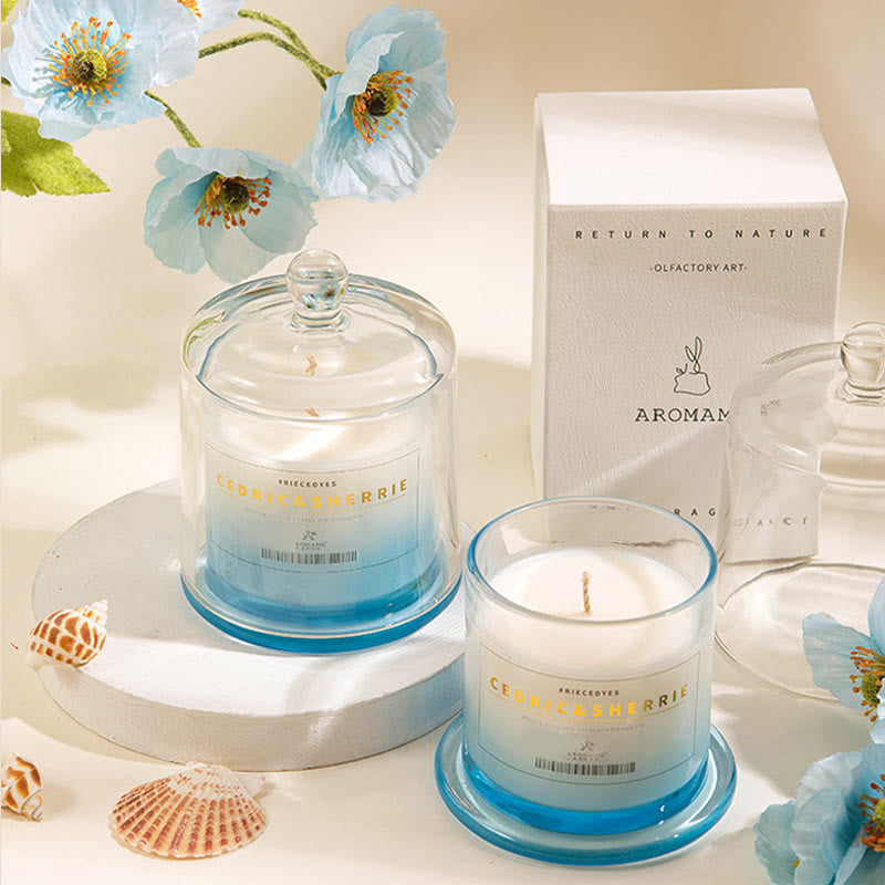 Candela profumata per la casa in vetro colorato sfumato Olivenorma