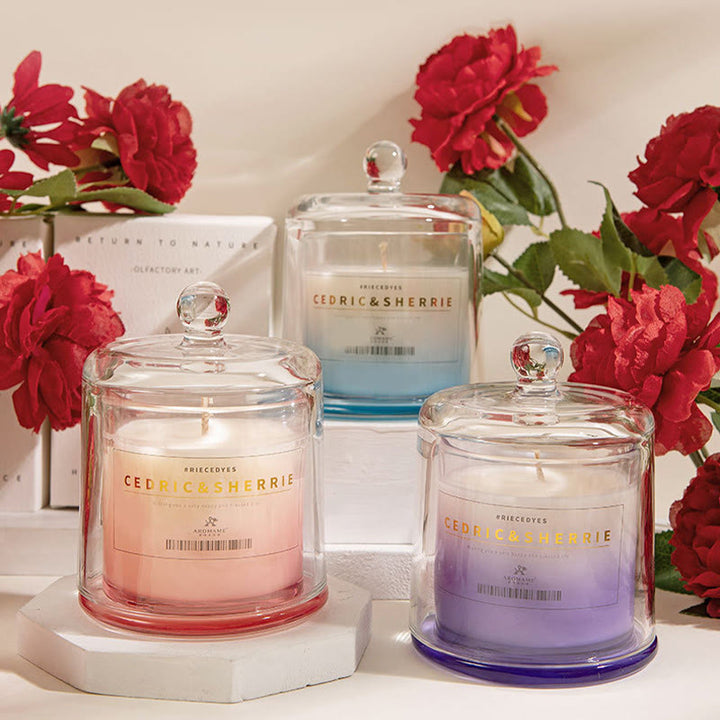 Candela profumata per la casa in vetro colorato sfumato Olivenorma