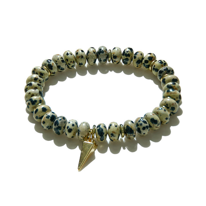 Bracciale con ciondolo triangolare in perline di diaspro dalmata Olivenorma