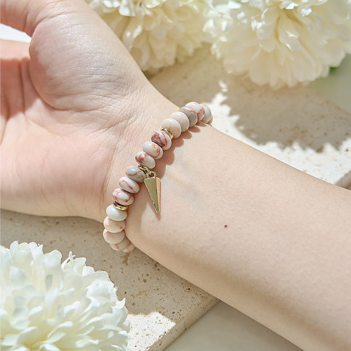 Bracciale con ciondolo triangolare in perline di rodocrosite Olivenorma