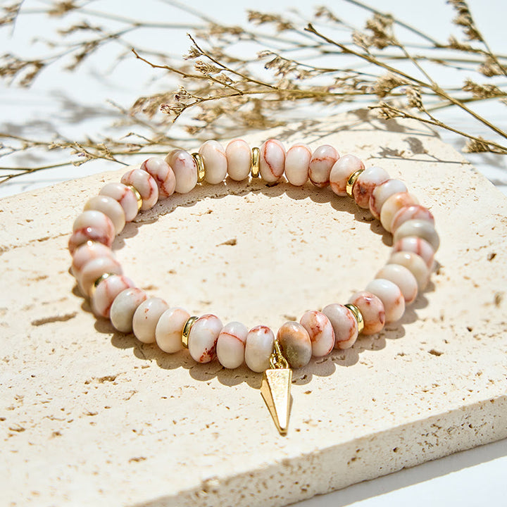 Bracciale con ciondolo triangolare in perline di rodocrosite Olivenorma