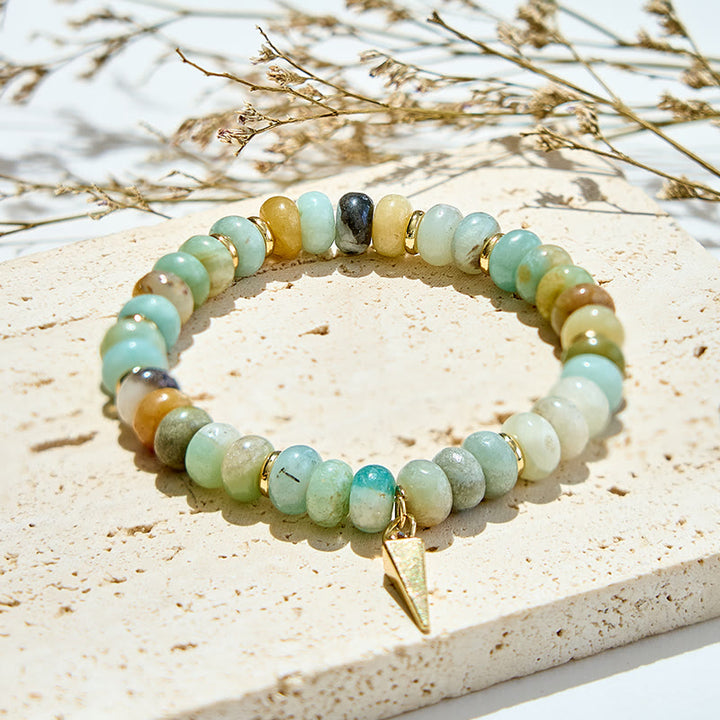 Bracciale con ciondolo triangolare in perline di amazzonite Olivenorma 