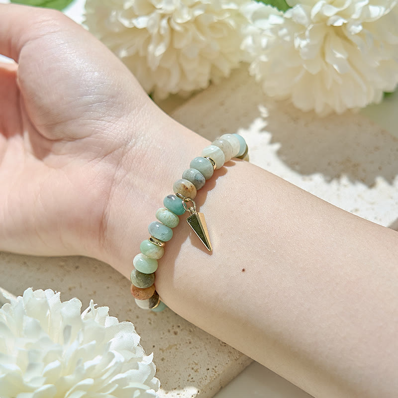 Bracciale con ciondolo triangolare in perline di amazzonite Olivenorma 