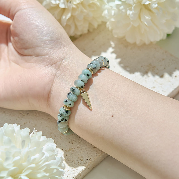Olivenorma Bracciale con ciondolo triangolare in perline turchesi africane 