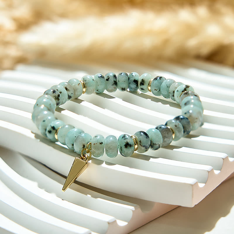 Olivenorma Bracciale con ciondolo triangolare in perline turchesi africane 