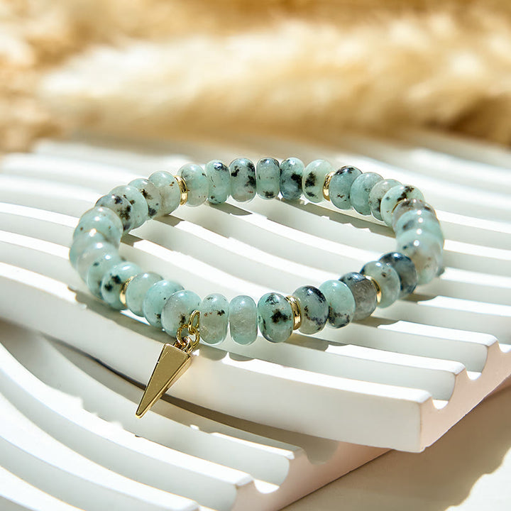 Olivenorma Bracciale con ciondolo triangolare in perline turchesi africane 