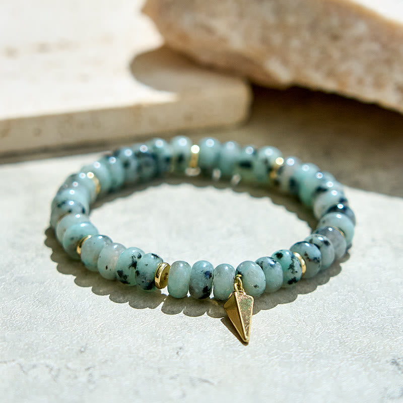 Olivenorma Bracciale con ciondolo triangolare in perline turchesi africane 