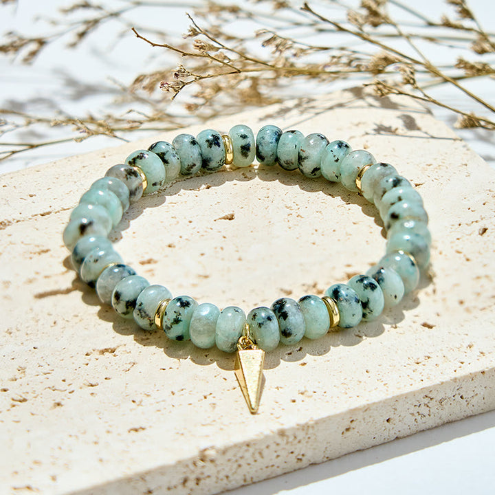 Olivenorma Bracciale con ciondolo triangolare in perline turchesi africane 
