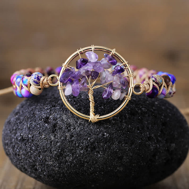 Bracciale Olivenorma Ametista Verde Avventurina Albero della Vita 