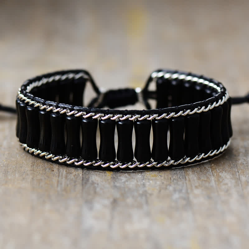 Bracciale avvolgente con perline di cristallo a forma di bambù Olivenorma 