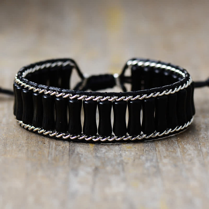 Bracciale avvolgente con perline di cristallo a forma di bambù Olivenorma 