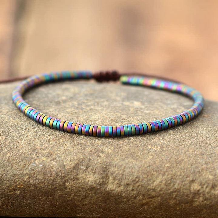 Olivenorma Bracciale da uomo con perline a rullo piccole in ematite elettroplaccata