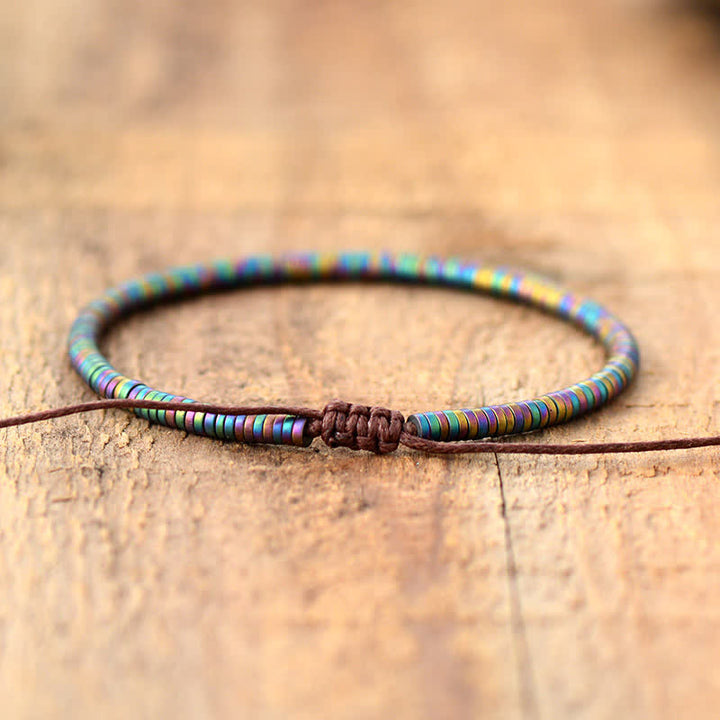 Olivenorma Bracciale da uomo con perline a rullo piccole in ematite elettroplaccata