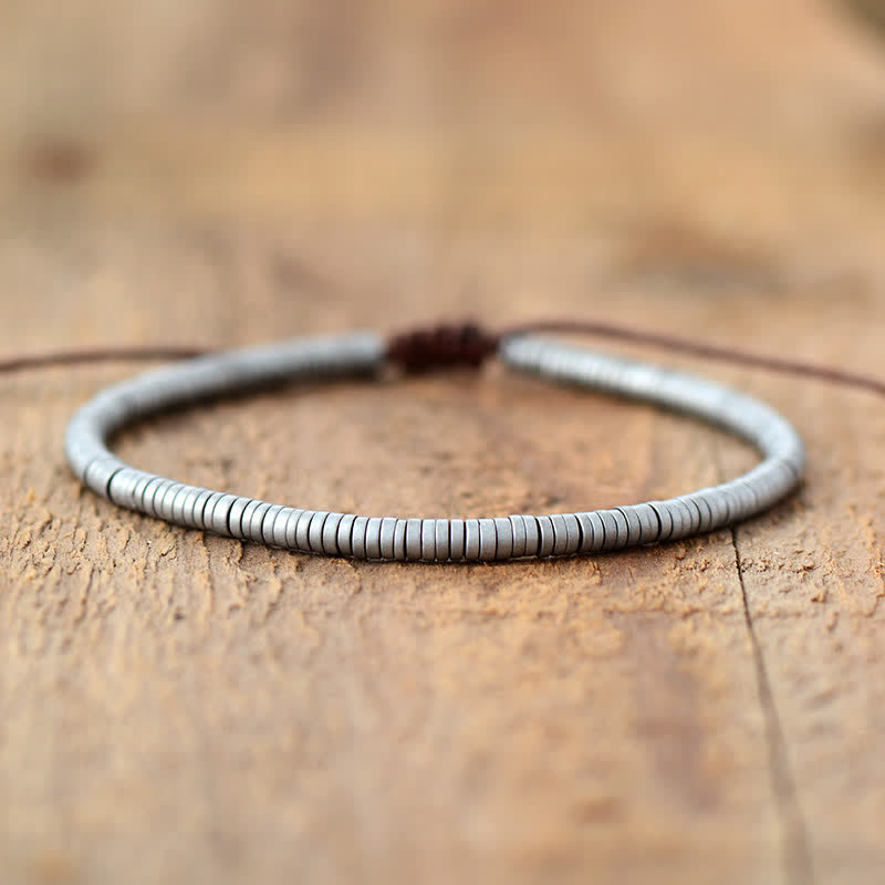 Olivenorma Bracciale da uomo con perline a rullo piccole in ematite elettroplaccata