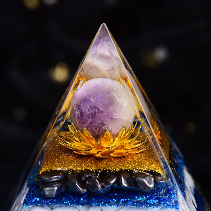 Palla di ametista Olivenorma, ematite, fiocco di neve, ossidiana, piramide di orgone