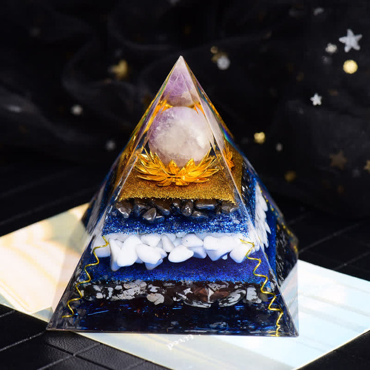 Palla di ametista Olivenorma, ematite, fiocco di neve, ossidiana, piramide di orgone