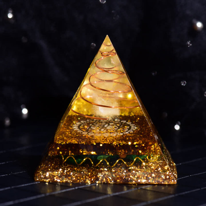 Piramide di orgone di malachite cristallina Olivenorma