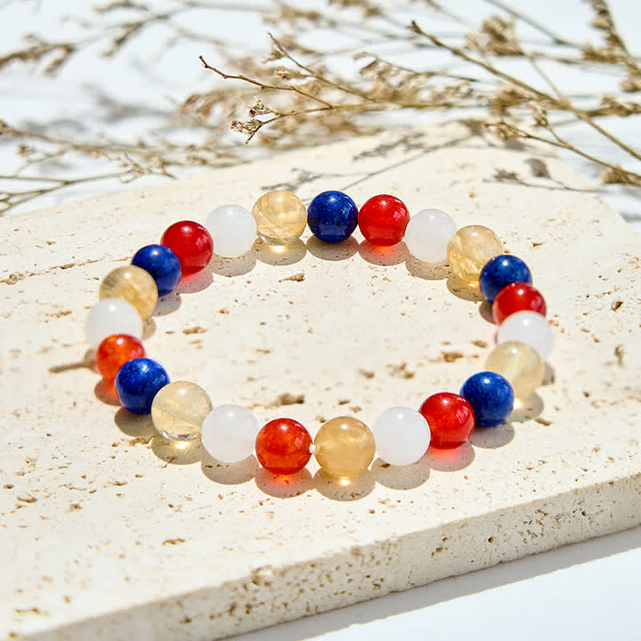 Bracciale Olivenorma in perle di quarzo rutilato colore oro e cristallo naturale 