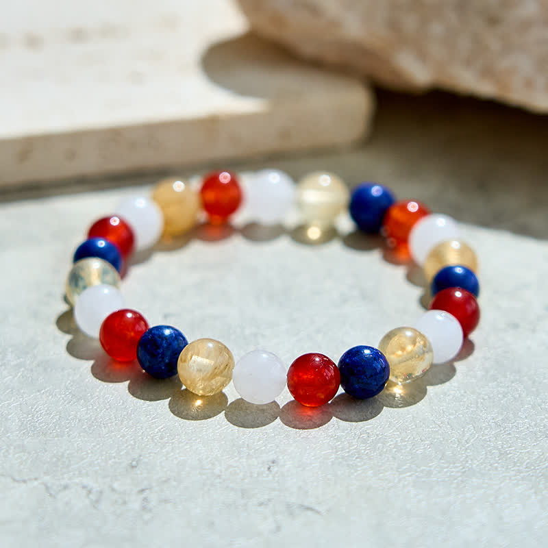 Bracciale Olivenorma in perle di quarzo rutilato colore oro e cristallo naturale 