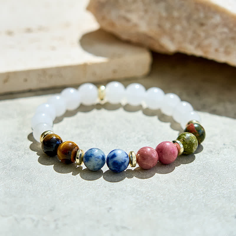 Bracciale da donna con perline di cristallo trasparente naturale Olivenorma 