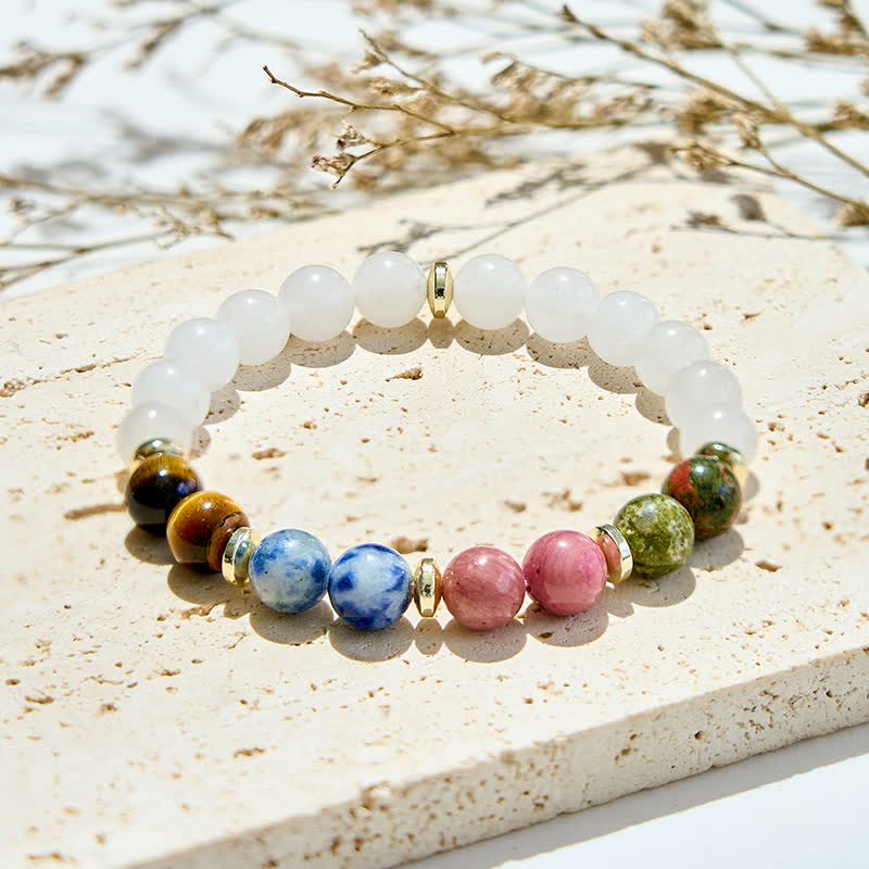 Bracciale da donna con perline di cristallo trasparente naturale Olivenorma 