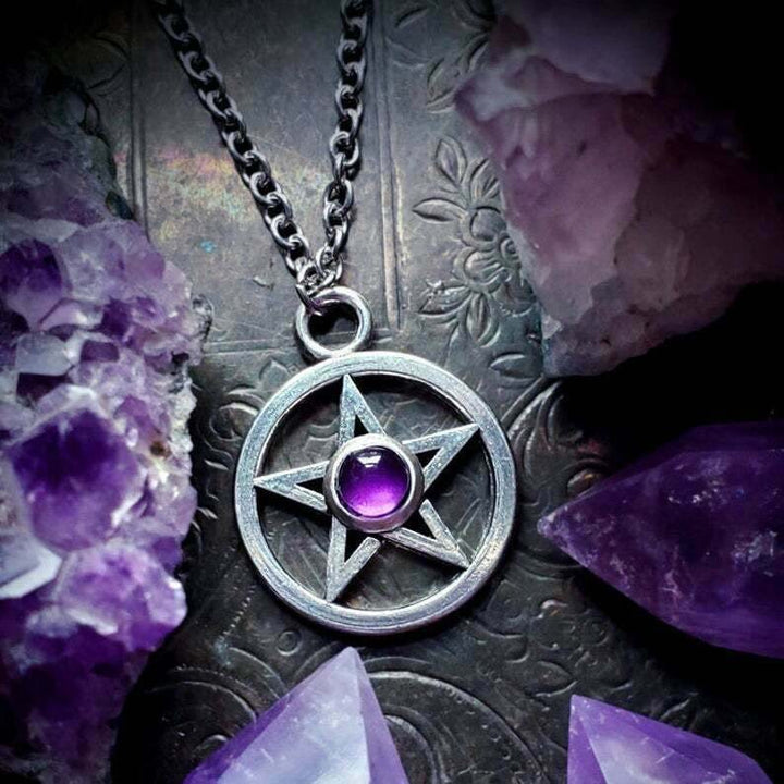 Collana curativa con pentagramma gotico in ametista Olivenorma - Ametista - image 0