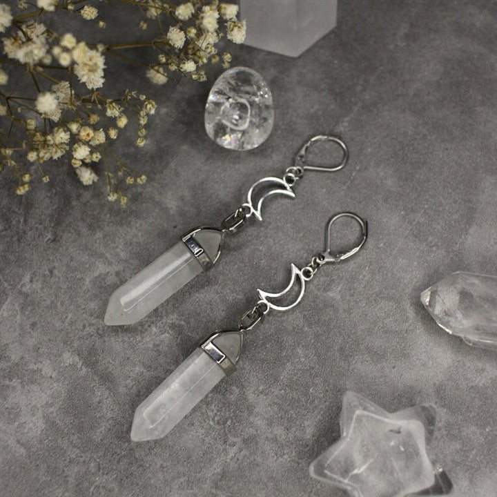 Olivenorma Witch Orecchini pendenti con prisma esagonale in cristallo naturale