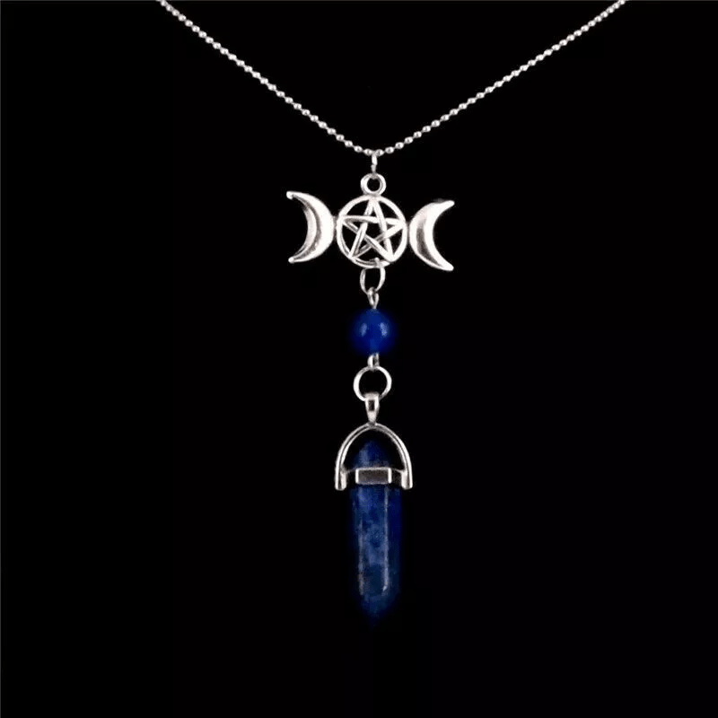 Collana curativa Olivenorma Pentagramma Tripla Luna Lapislazzuli